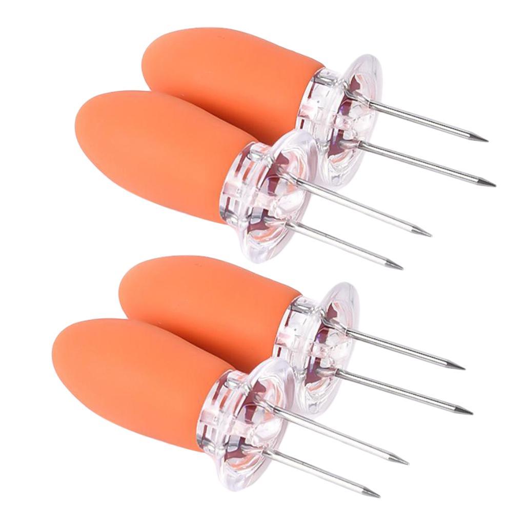 4 Pieces Heat Resistant Corn Holders Corn on the Cob Skewers Prong Forks for