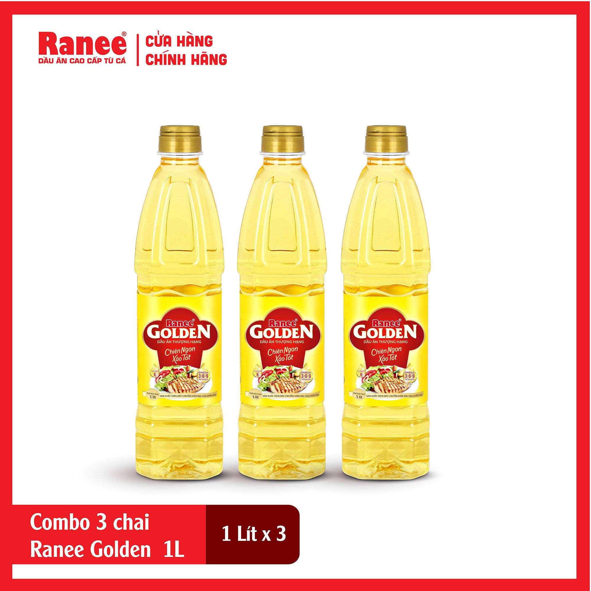 Combo 3 chai dầu ăn Ranee Golden 1 lít (1 lít/chai x 3 chai)