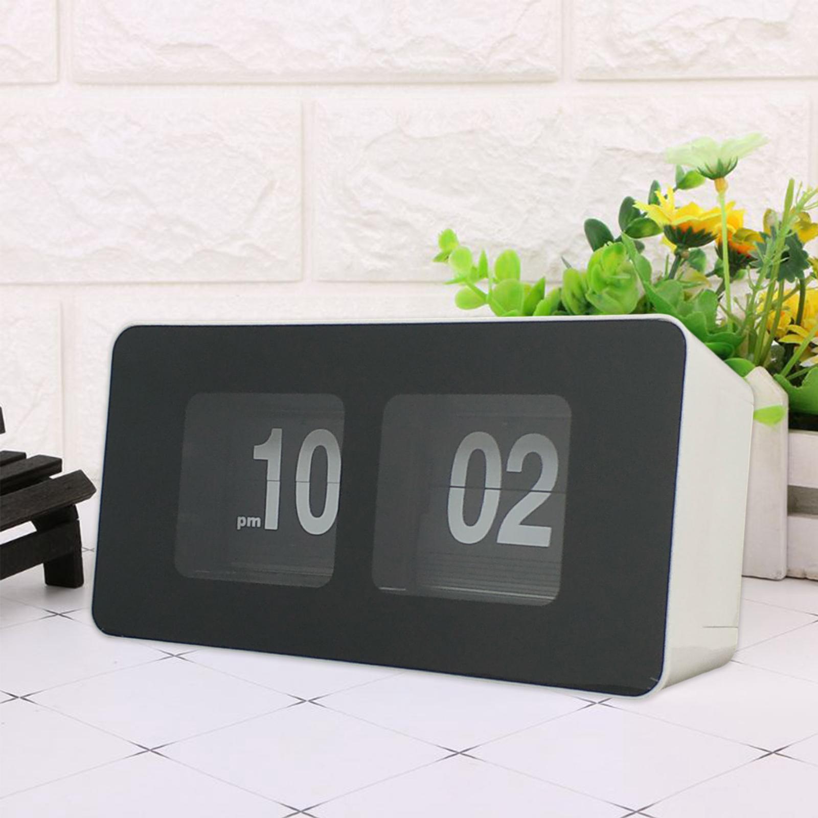 Auto Flip Clock Desk Clock Digital Battery Operated Table File Down Page Clocks Non Ticking Silent Sweep for Bedroom Living Room Decor Home Office