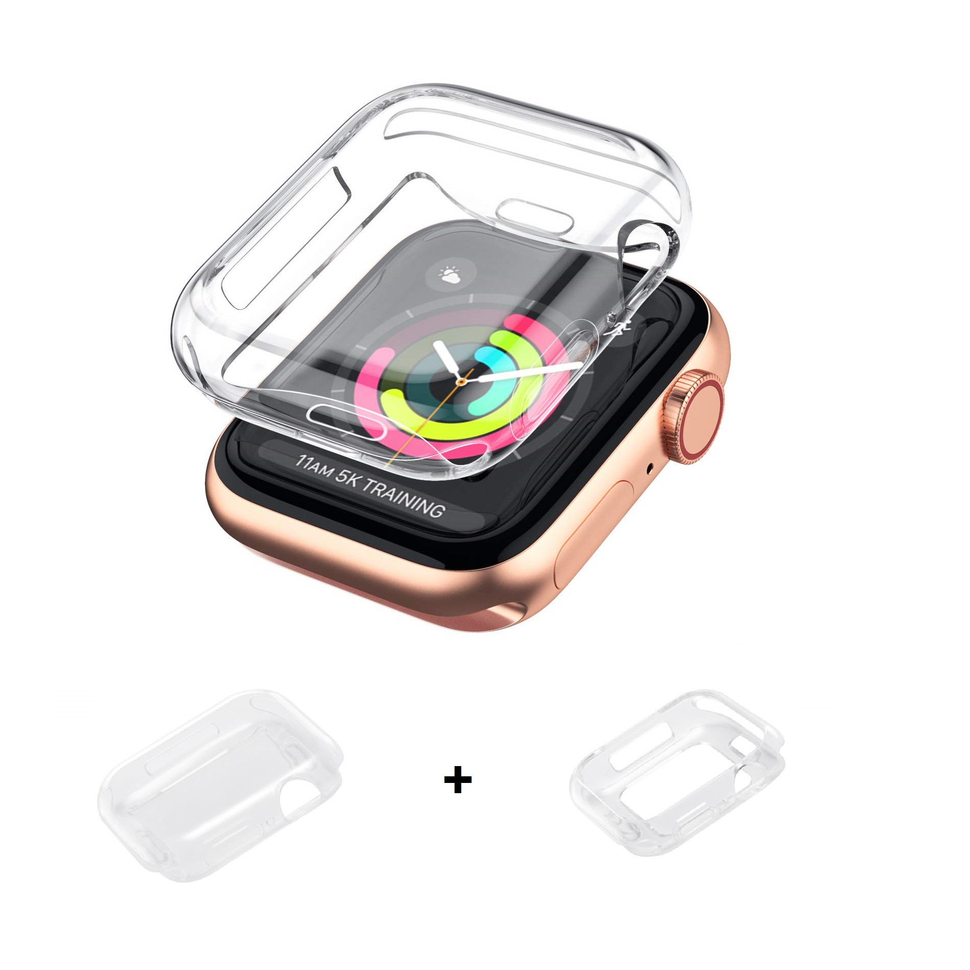 Bộ 2 Case Ốp Dẻo Silicon Dành Cho Apple Watch 44mm Series 4 (Chống Va Đập Trầy Xước, Chống Bụi, Bảo Vệ Viền Và Mặt Đồng Hồ)