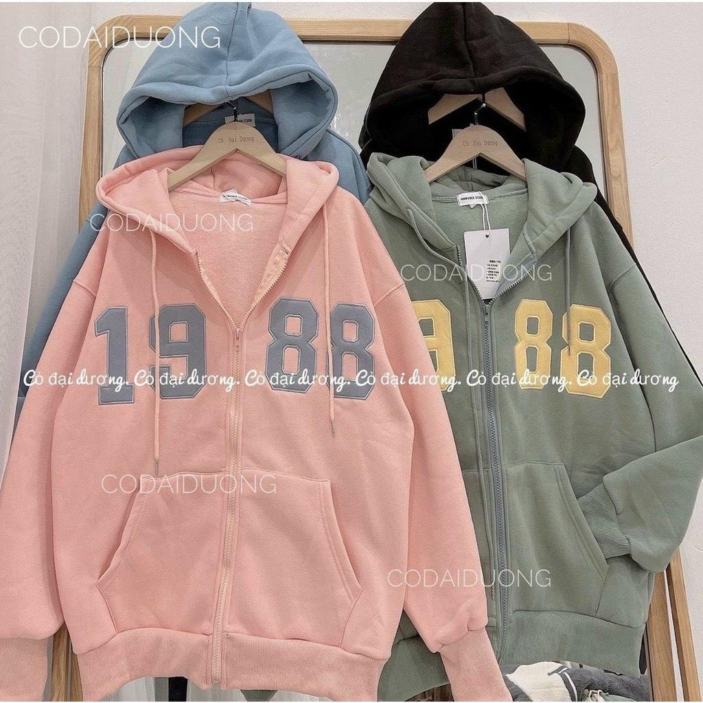 ÁO KHOÁC HOODIE KHÓA KÉO NỮ VẢI NỈ DÀY FORM RỘNG TAY PHỒNG , ÁO HOODIE NỈ NGOẠI 1988