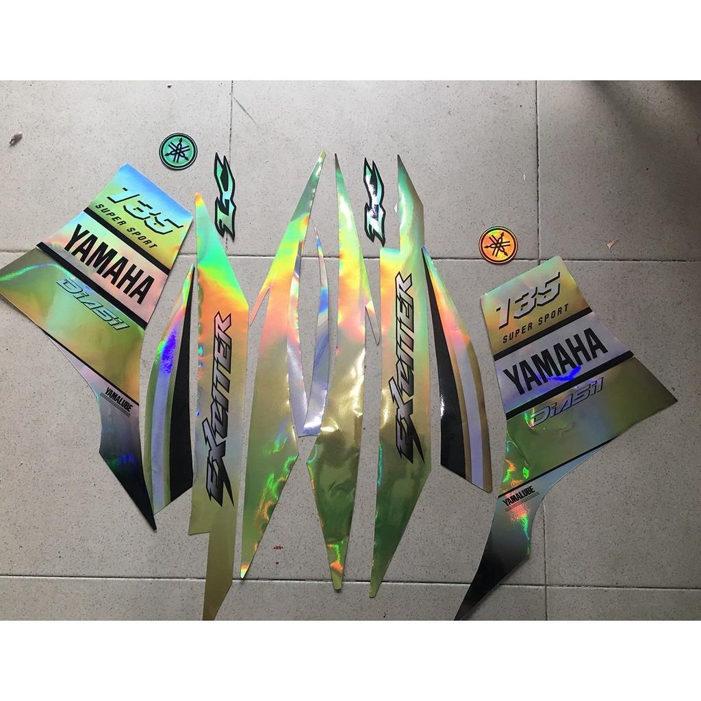 Tem exciter 135 vàng gold Yamaha crom