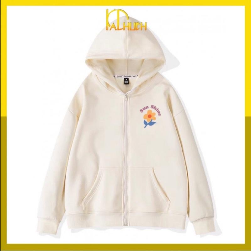 Áo khoác nỉ dây kéo unisex form rộng 70kg hàng nỉ ngoại dày dặn Sun Shine