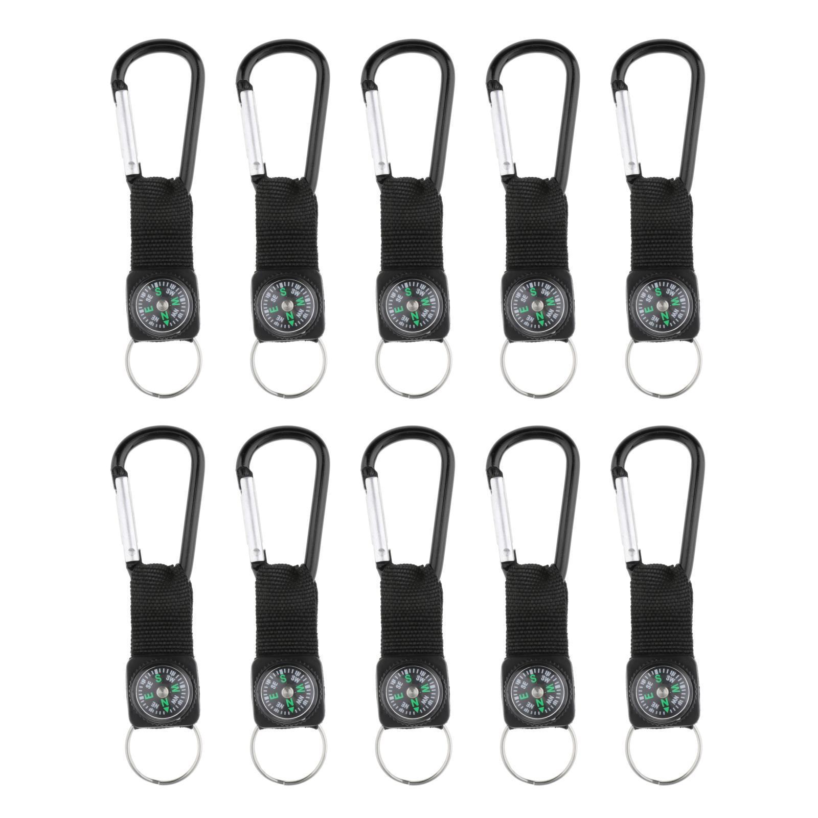 10Pcs Camping Carabiner Compass Keyring Climbing Equipment