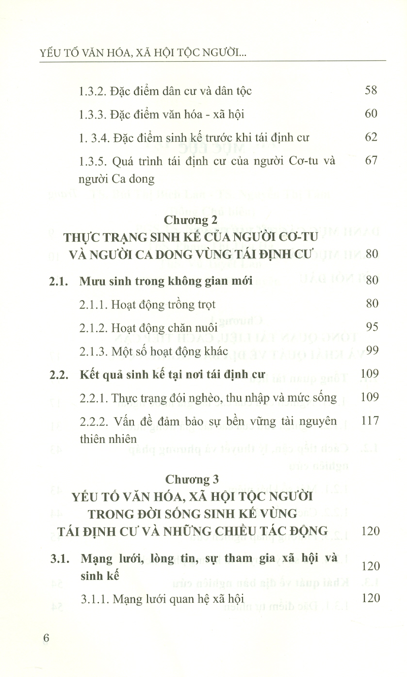 Yếu Tố Văn Hóa, Xã Hội Tộc Người Trong Đời Sống Sinh Kế Của Người Dân Vùng Tái Định Cư Thủy Điện (Sách chuyên khảo)