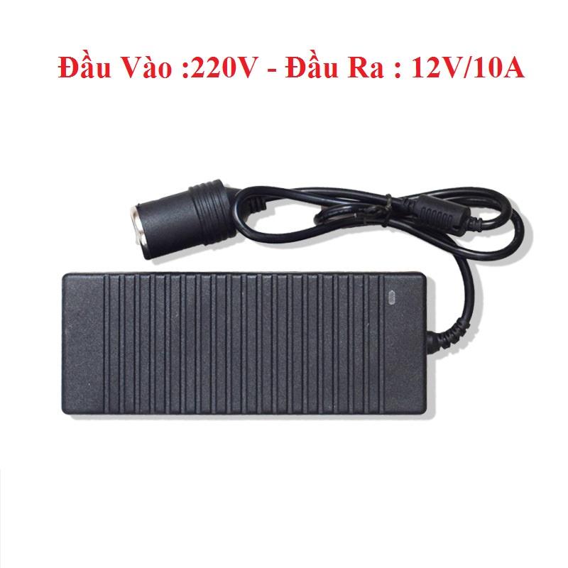 Bộ đổi nguồn điện 220V-12V đầu ra tẩu sạc ô tô, công suất lớn 120w , 12v -10a, phích cắm 2 chân loại tốt