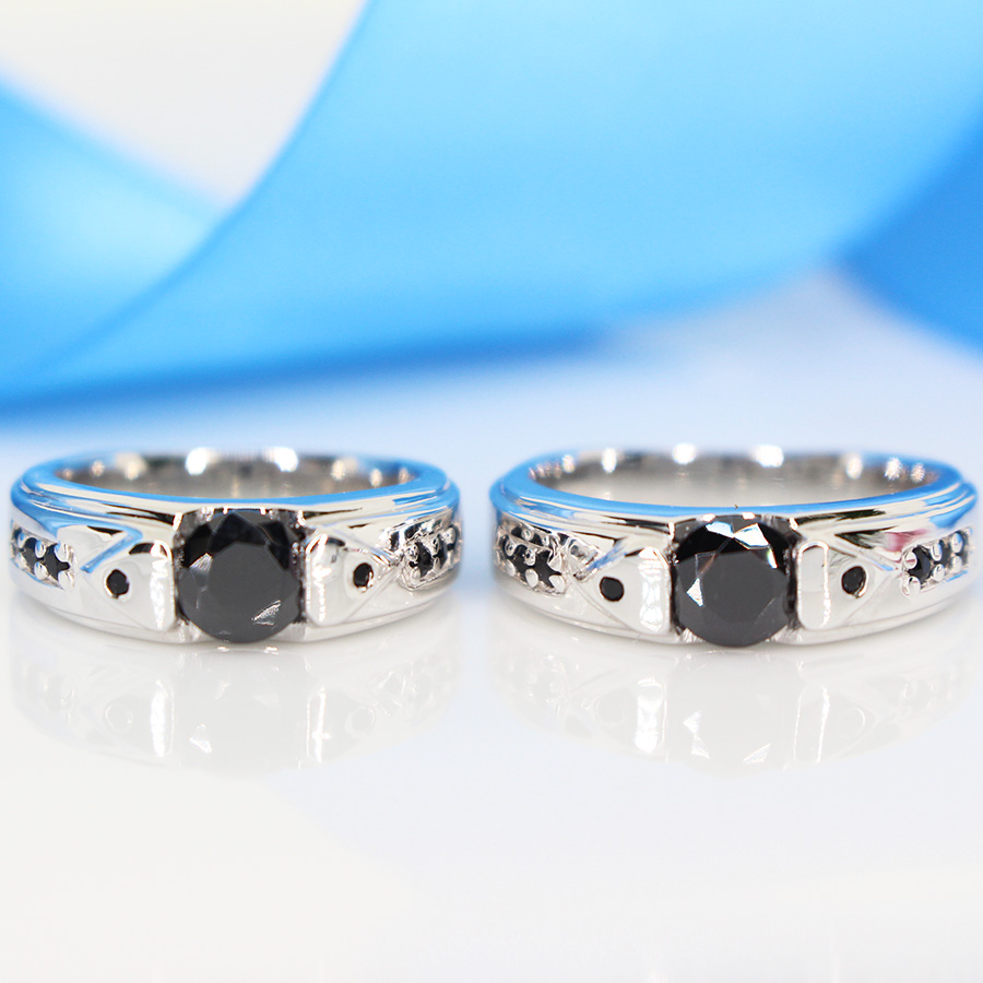 Nhẫn đôi bạc nhẫn cặp bạc đính đá theo mệnh ND0280 đen - Trang Sức TNJ