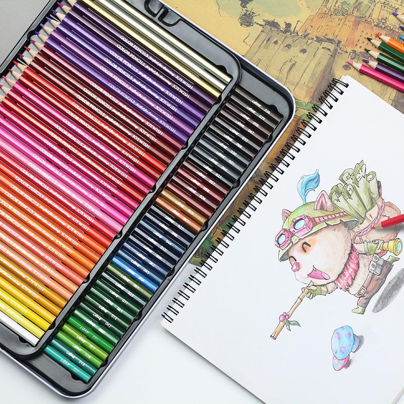 Hộp bút chì màu khô cao cấp COLOR PENCIL JOSEPH 72 màu hộp thiếc và tranh tô màu 52 trang