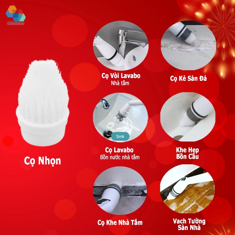 Máy chà nhà vệ sinh Jesopb K129 phiên bản 5 in 1, chổi cọ bồn cầu đa năngm lau chùi bề mặt không dây, Pin 4000mAh, Tốc Độ Cao 320 Vòng/Phút, hàng chính hãng