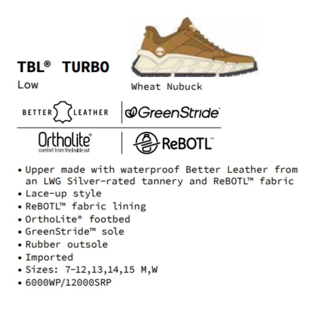 [Original] Timberland Giày Thể Thao Nam Leo Núi TBL Turbo Low Wheat Nubuck TB0A418U24