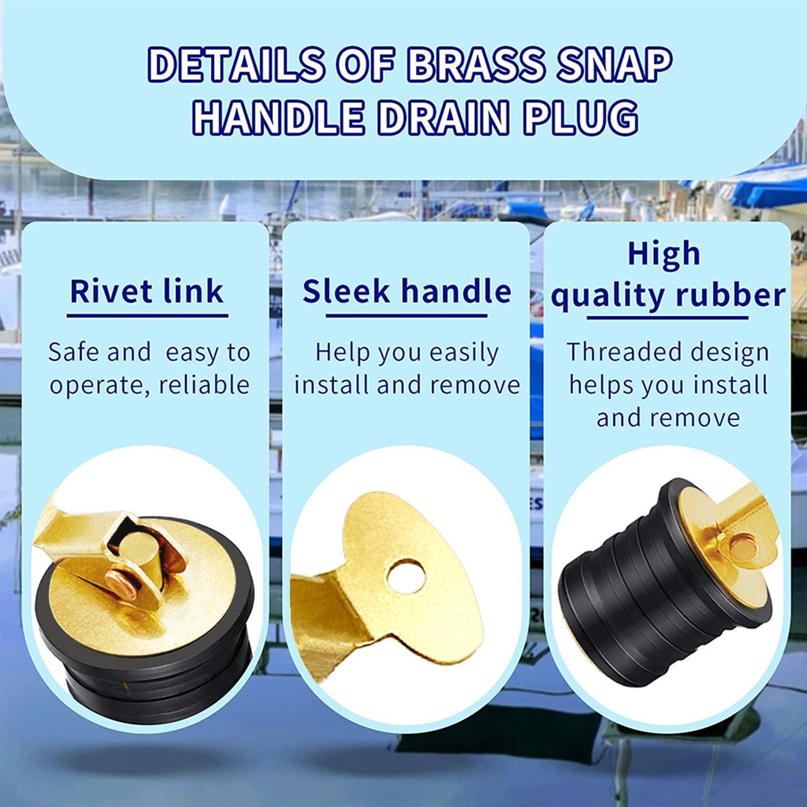 Snap-Handle Drain Plugs Easy to Seal Rubber Socket Professional Brass Handle for Hulls