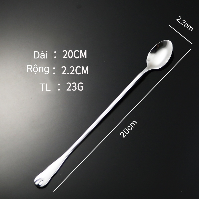 Bộ 6 muỗng thìa cafe Hàn Quốc, cán dài, inox 20cm cao cấp GLHQ6