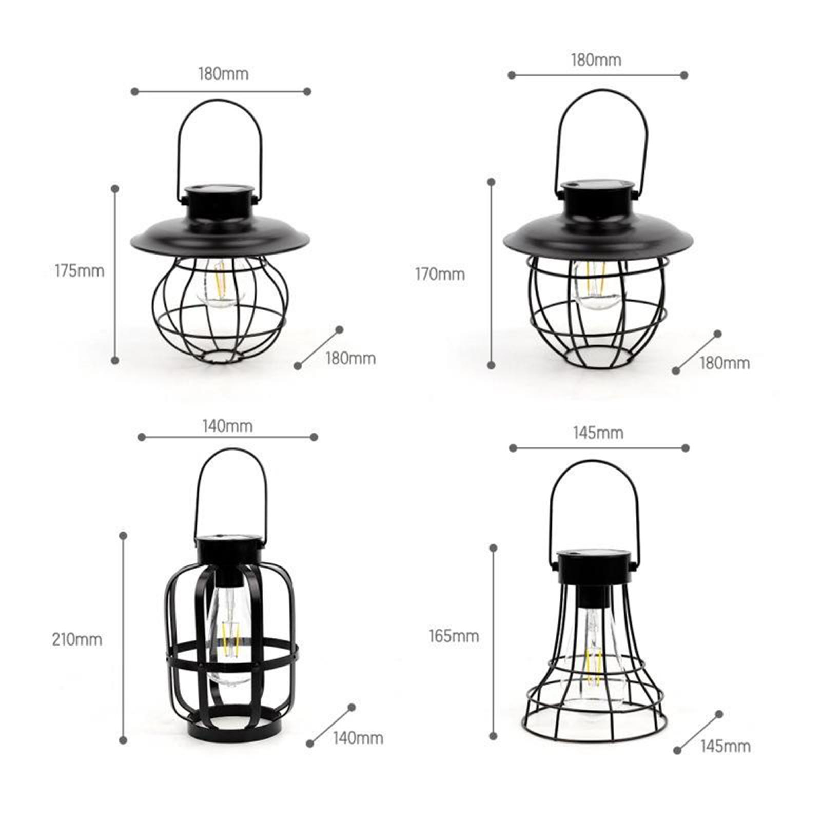 Hanging Solar Lights Lantern Lamp with Hook Ring, Metal Waterproof Bulb Lights for Garden Outdoor Pathway