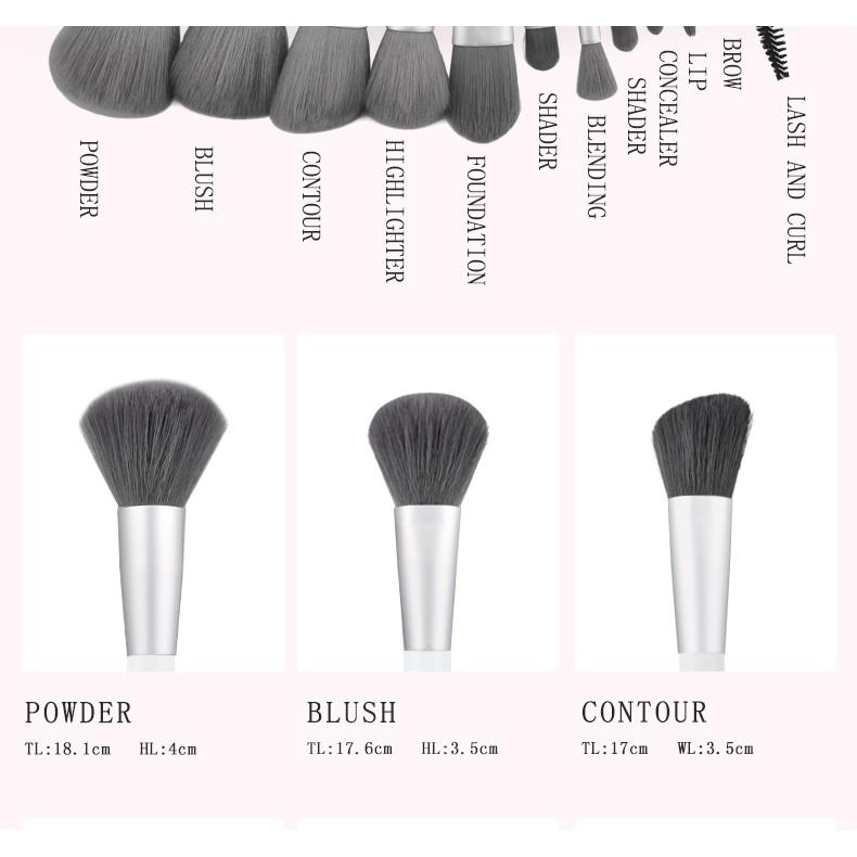 Bộ Cọ Trang Điểm Chuyên Nghiệp 12 Cây MSQ 12pcs Charcoal Fibre Brushes Set