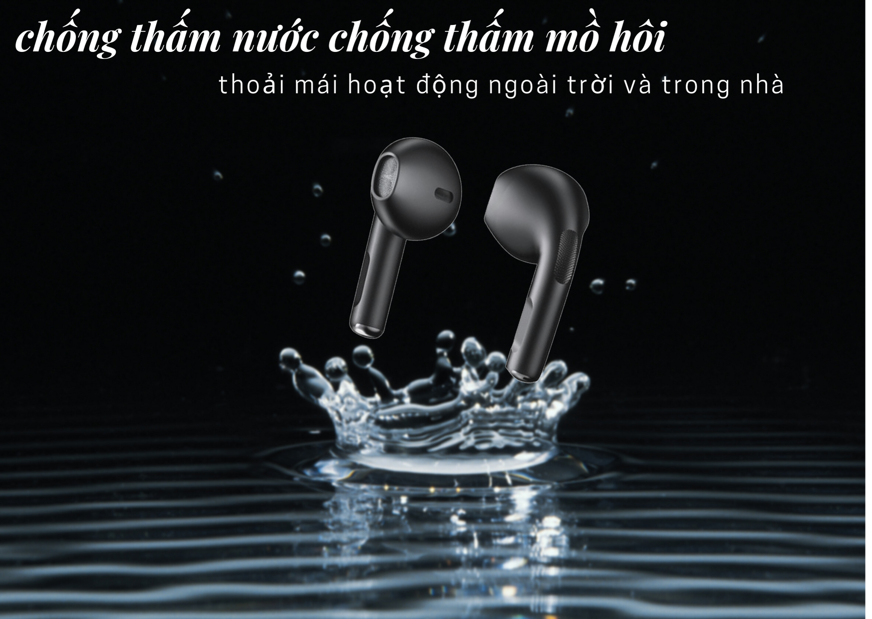 Tai Nghe Bluetooth Không Dây True Wireless Thông Minh Smart TWS PKCB Earbuds V4 5.0 Màu Đen - Hàng Chính Hãng