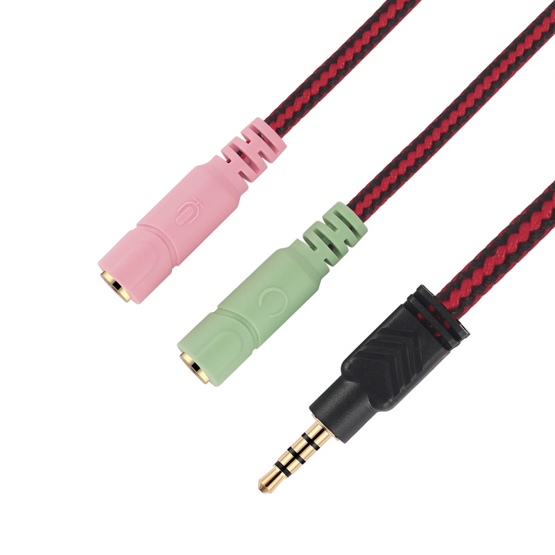 Cáp chia 1 cổng audio 3.5mm ra tai nghe &amp; mic dây dù cao cấp