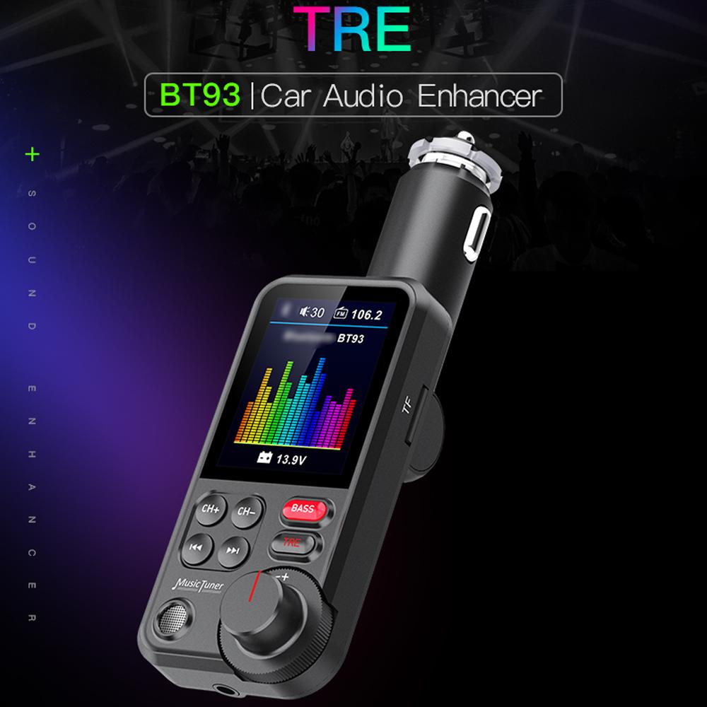 Car BT MP3 Player FM Transmitter Dual USB Car Charge Adapter with 1.8 Inch Color Display Support Hands-Free Calling U-Disk/TF Card Playback Voice Assistant Treble/Bass Adjustable Voltage Display