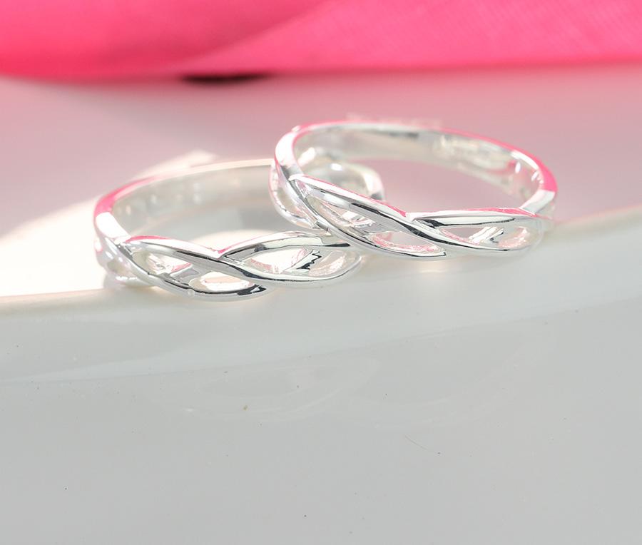 Nhẫn đôi bạc nhẫn cặp bạc đẹp họa tiết vô cực ND0401 - 9