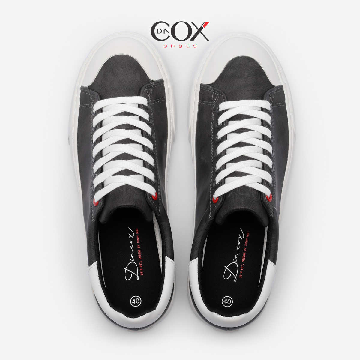 Giày Sneaker Da Nam DINCOX C13 Cách Điệu Sáng Tạo Charcoal