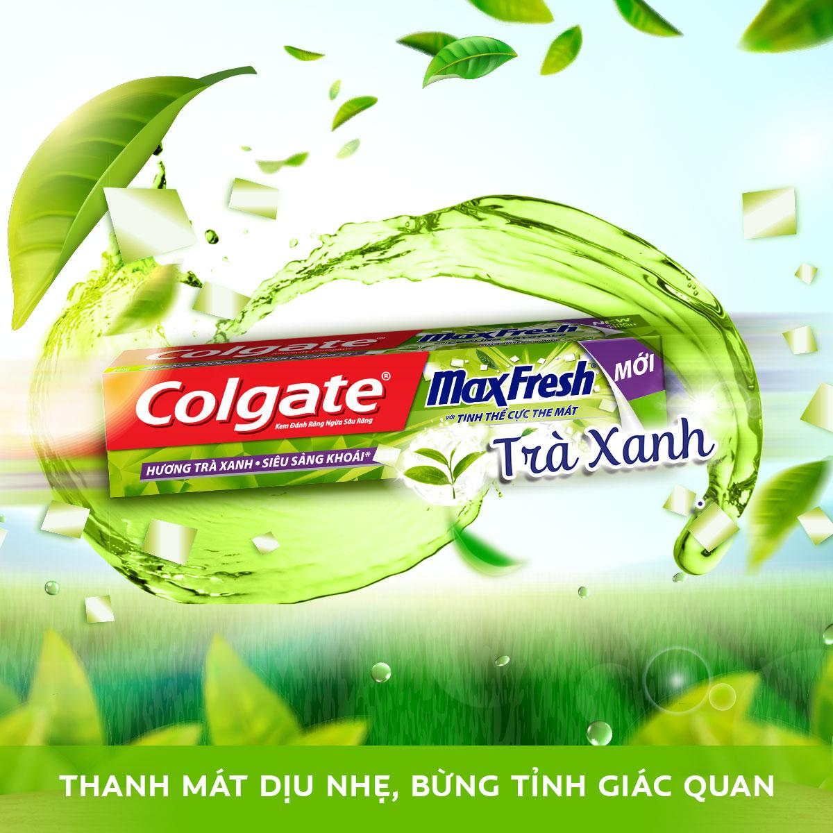36 Kem đánh răng Colgate Trà Xanh the mát Maxfresh 225g/tuýp tặng bàn chải đánh răng lông tơ cao cấp
