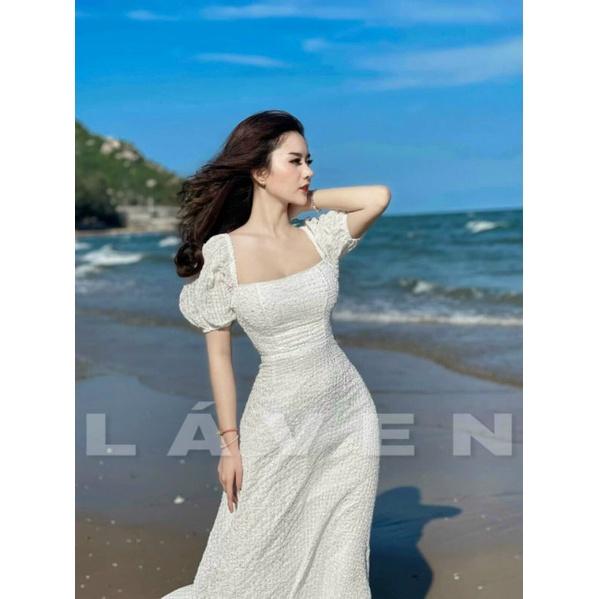 ĐẦM MAXI HỞ LƯNG CỔ CHỮ U ĐI BIỂN