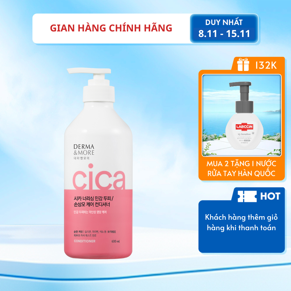 Dầu gội làm sạch sâu cho da đầu dầu Derma &amp; More CERAMIDE cung cấp dưỡng chất cho da đầu và mái tóc khoẻ đẹp (600ml)