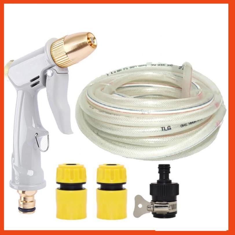 Bộ dây vòi xịt nước rửa xe, tưới cây tăng áp 3 lần, loại 7-10m 206846