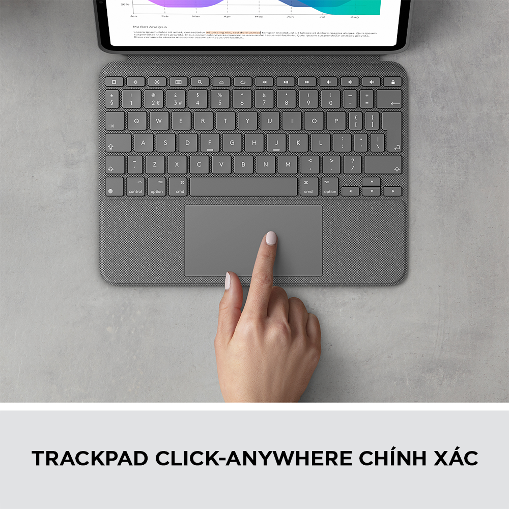 Bao da kèm bàn phím Logitech Combo Touch iPad Pro 11 inch gen 1, 2, 3 - Backlit keys có thể tháo rời, Trackpad siêu nhạy - Hàng chính hãng