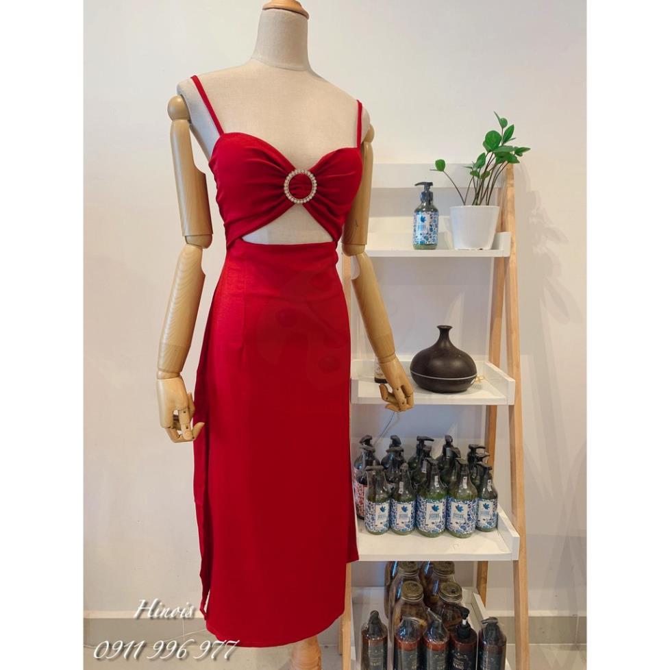 Đầm Dáng Suông 2 Dây, Váy Lụa Mềm Có Tag Đá Trước Ngực Cực Sang, Xẻ Đùi, Có 4 Màu Xanh Ngọc - Đen - Trắng - Đỏ có video