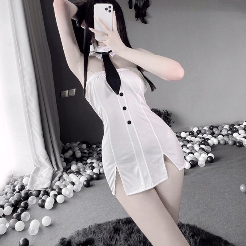 LL2468 Váy ngắn quây ngực kèm cà vạt dễ thương.