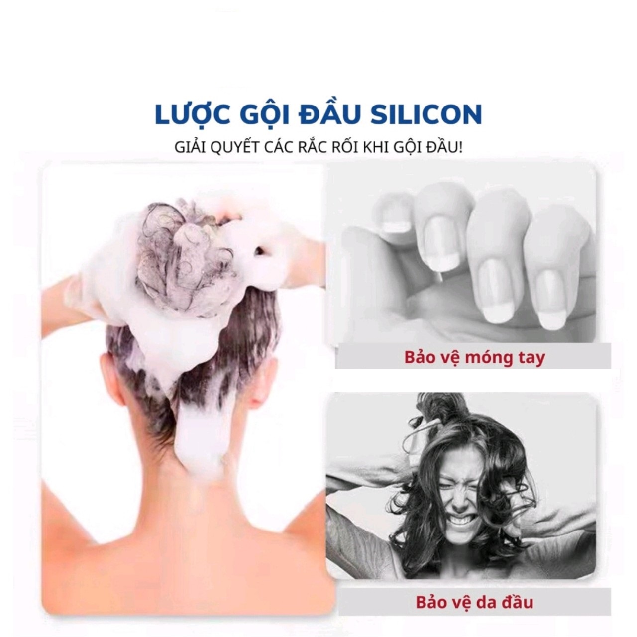 Lược gội đầu Silicone Nhật Bản - Massage xa da đầu - Giảm rụng tóc - Kích thích mọc tóc