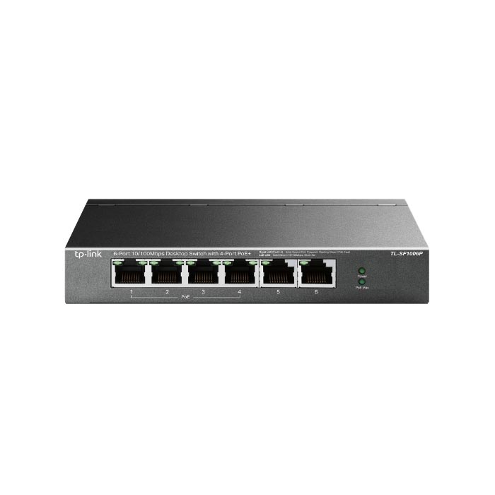 Switch 6 Cổng 10/100Mbps Với 4 Cổng PoE+ TP-LINK TL-SF1006P-hàng chính hãng