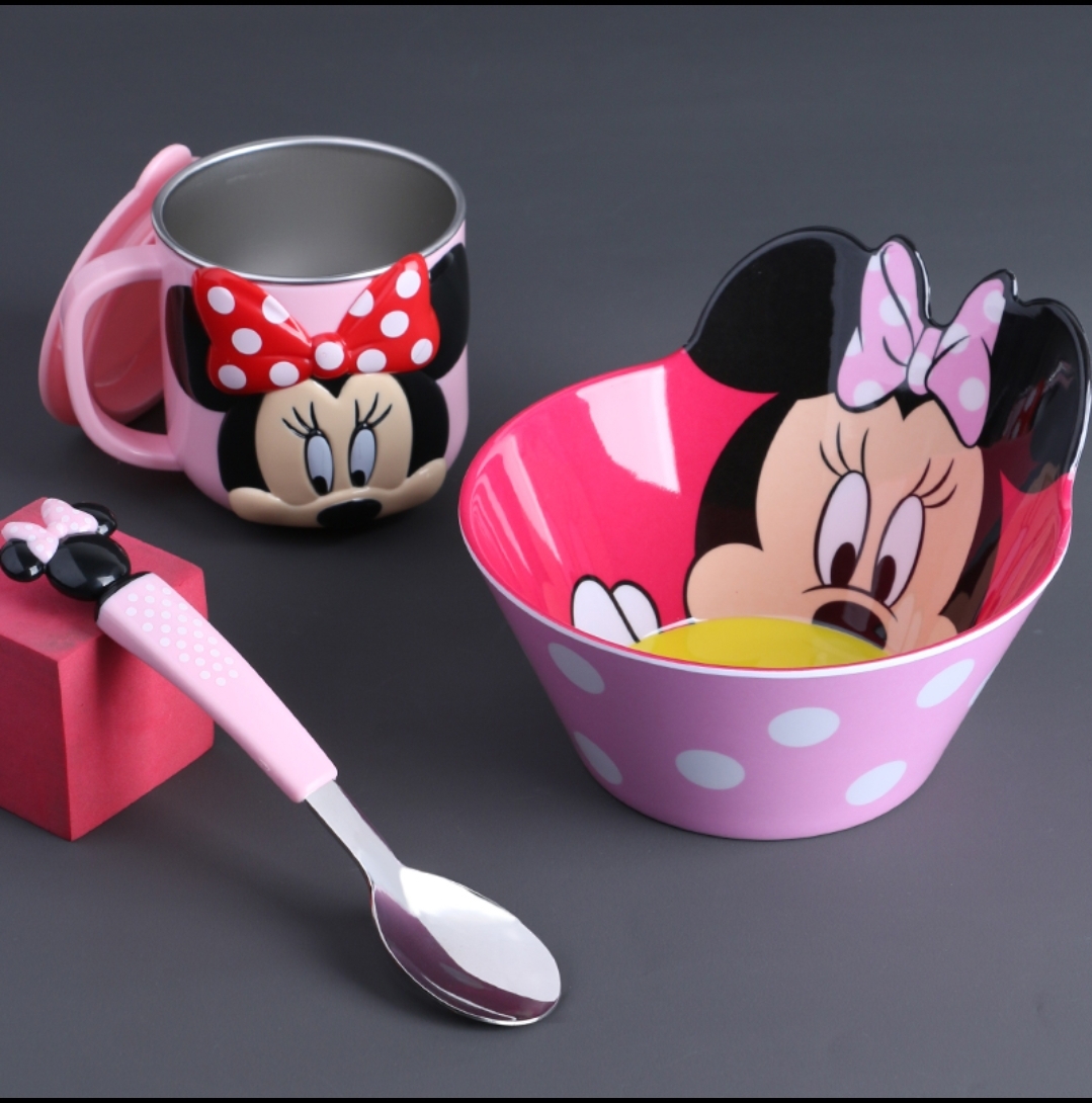 Muỗng ăn inox Disney hình Minnie nổi 3D cho trẻ em bé