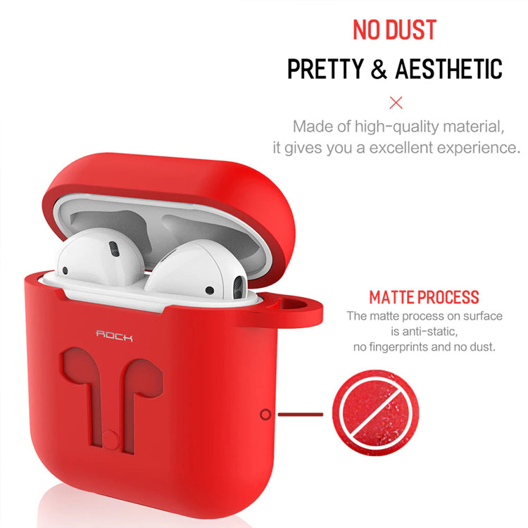 Ốp bảo vệ Airpods silicon chính hãng Rock kèm dây đeo