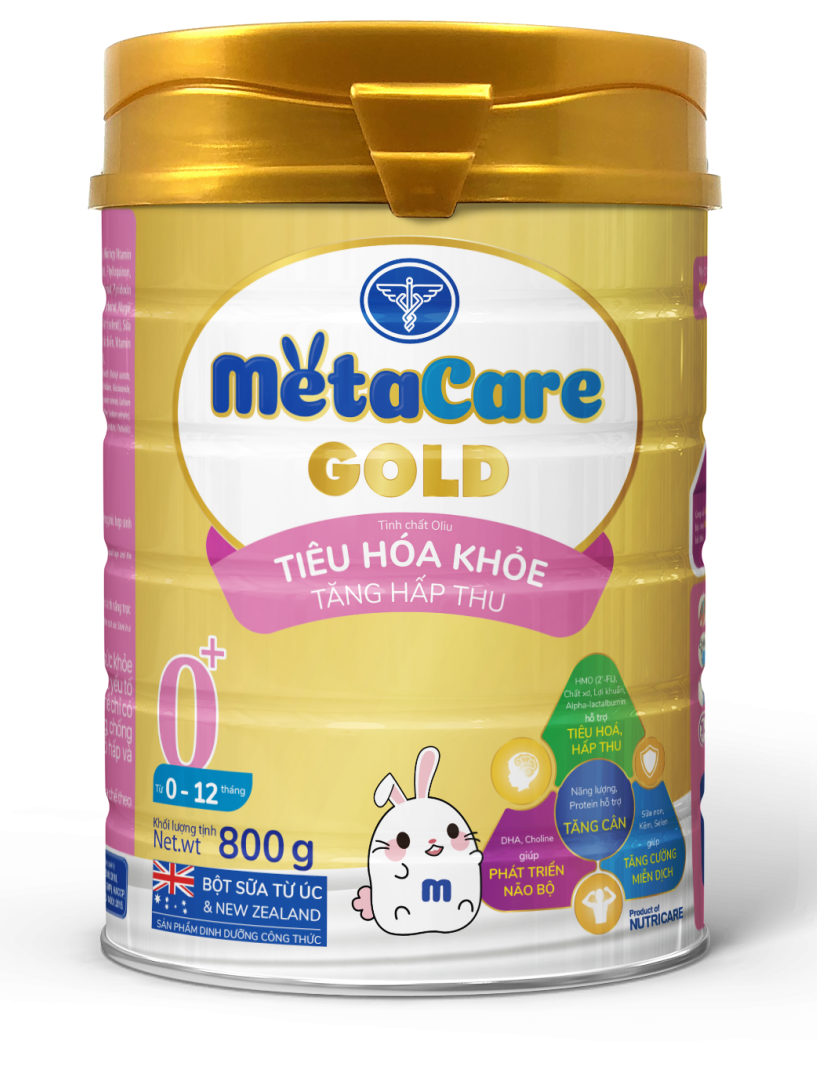 Sữa Meta Care Gold 0+ lon 800g - Tiêu hoá khoẻ, Tăng hấp thu, Dành cho Bé 0 - 12 tháng tuổi.