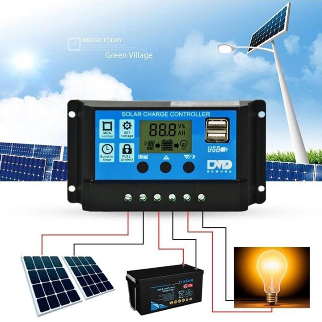 60A SOLAR CELL PANEL BATTERY CHARGE CONTROLLER DUAL USB PORT PWM LCD DISPLAY