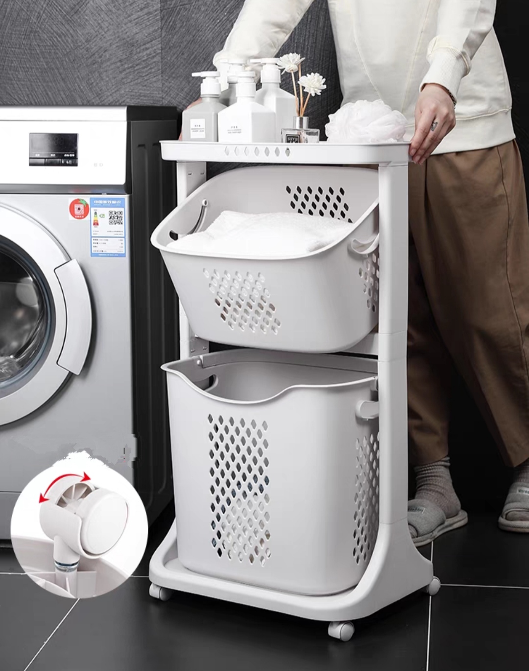 KỆ ĐỰNG ĐỒ 2 TẦNG 3 TẦNG ĐA NĂNG CÓ BÁNH XE XOAY 360 ĐỘ - GIỎ KỆ ĐỰNG ĐỒ ĐỰNG QUÀN ÁO GỌN GÀNG MÀU &amp; KIỂU DÁNG PHONG CÁCH HÀN QUỐC