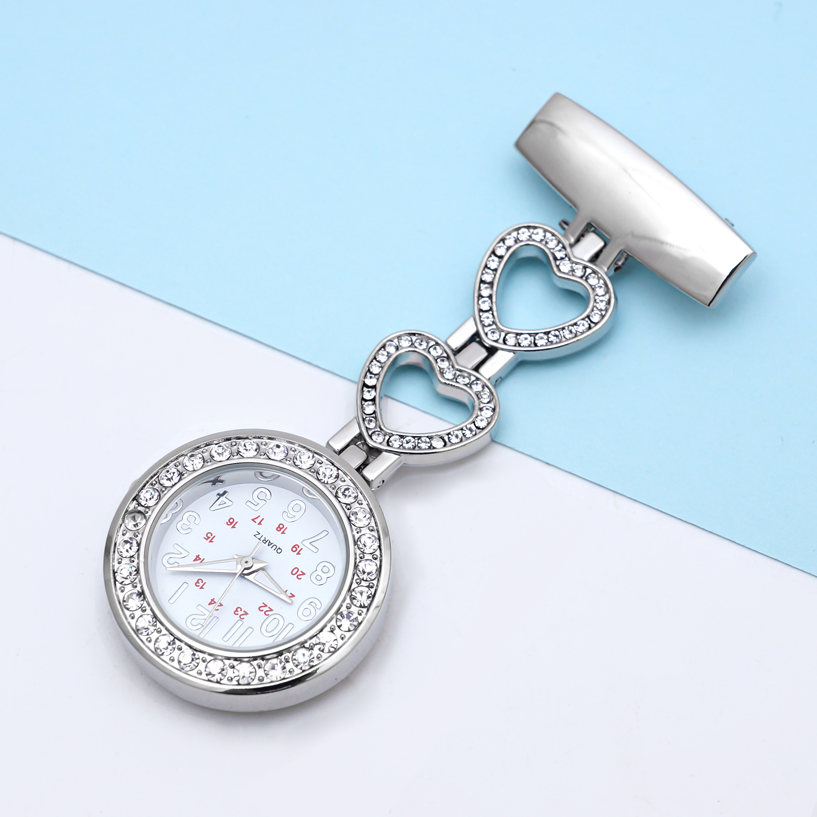 Đồng hồ dạng ghim cài áo bằng inox cho bác sĩ y tá