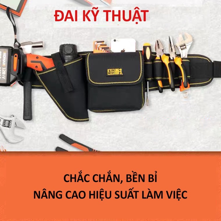 Túi đeo đồ nghề 7 ngăn - Đai đeo đồ nghề kỹ thuật - Túi đeo dụng cụ đồ nghề sửa chữa điện đa năng