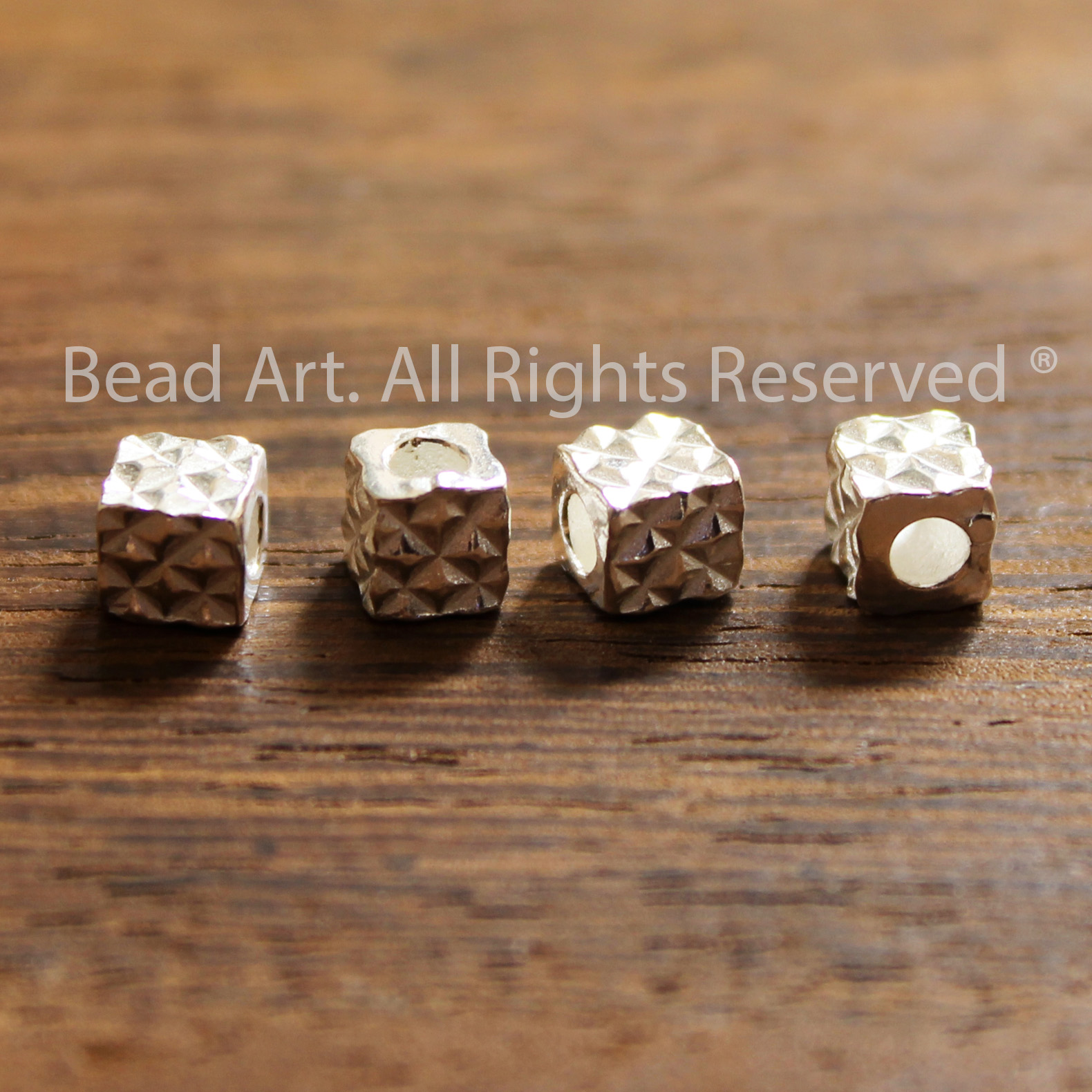 5MM Charm Khối Lập Phương Lỗ Xỏ Lớn Bạc 925, Giác Cắt, Phối Vòng Tay Phong Thuỷ, Chuỗi Hạt - Bead Art
