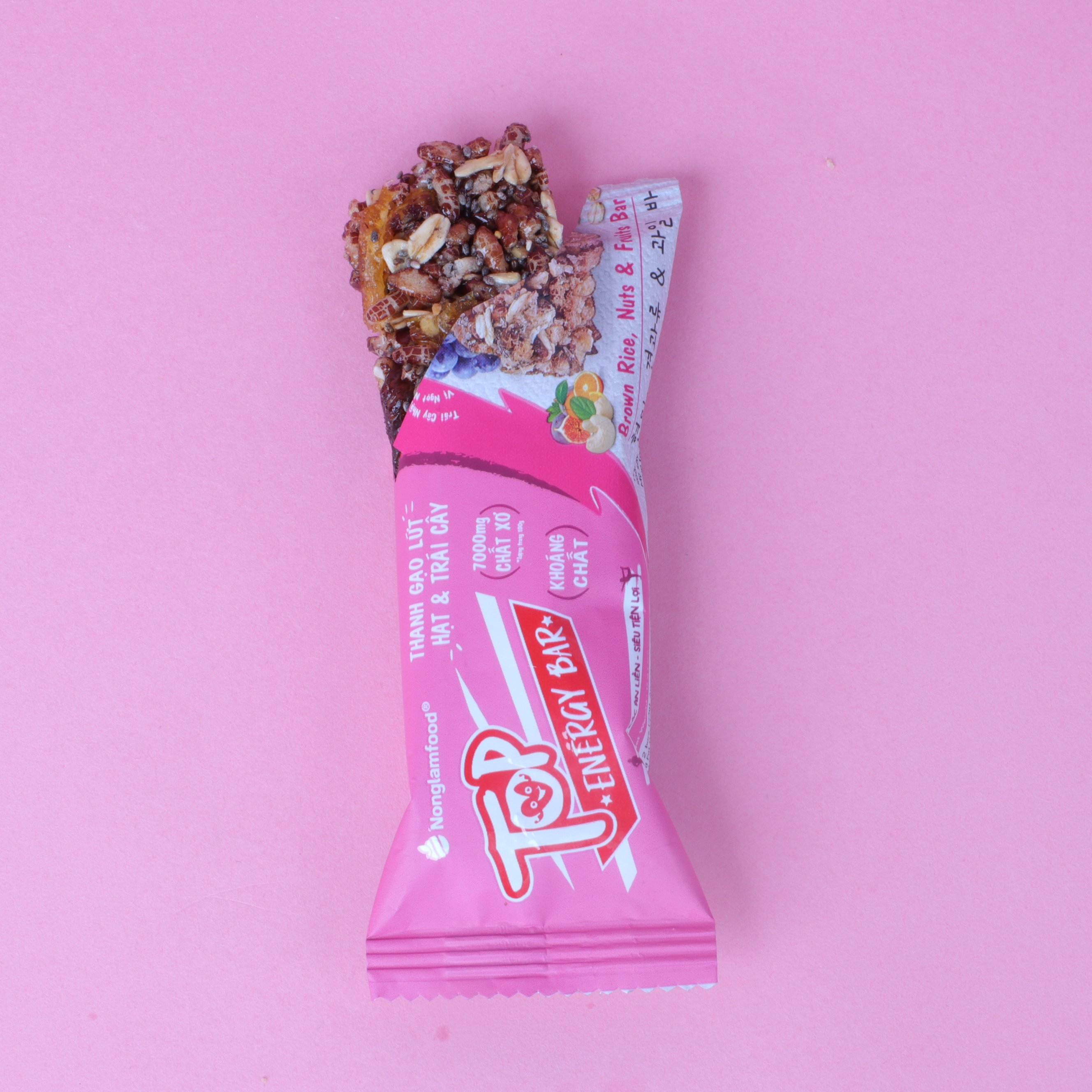 Combo 3 hộp thanh gạo lứt ngũ cốc Top Energy Bar hạt và chà bông, rong biển, trái cây 272g Nonglamfood