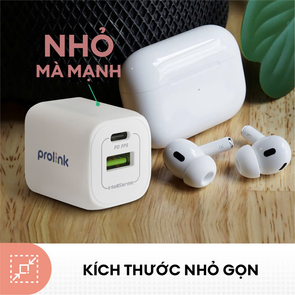 Củ Sạc Nhanh 20W PROLINK GT22003, 2 Cổng USB-A 3.0 &amp; USB-C PD, Công Nghệ GAN Siêu Nhỏ Nhẹ cho điện thoại  - Hàng chính hãng