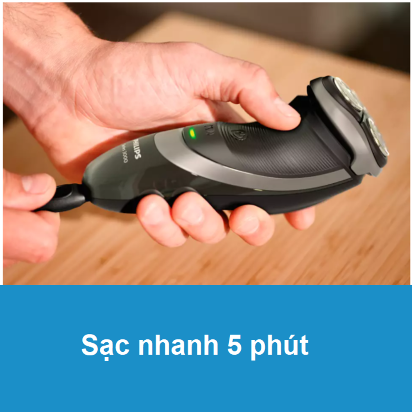 Máy cạo râu khô và ướt nhãn hiệu Philips Norelco S3560/11 Shaver 3000 Hoạt động với 4-hướng đầu Flex - HÀNG NHẬP KHẨU