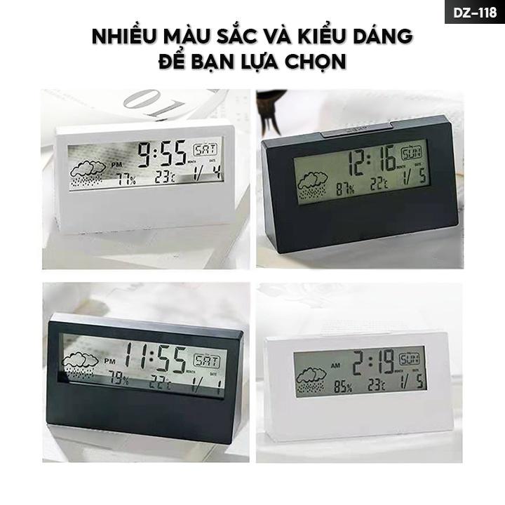 Đồng Hồ Báo Thức Mặt Trong Suốt Tích Hợp Nhiệt Kế Và Ngày Tháng Nhiều Màu DZ-119