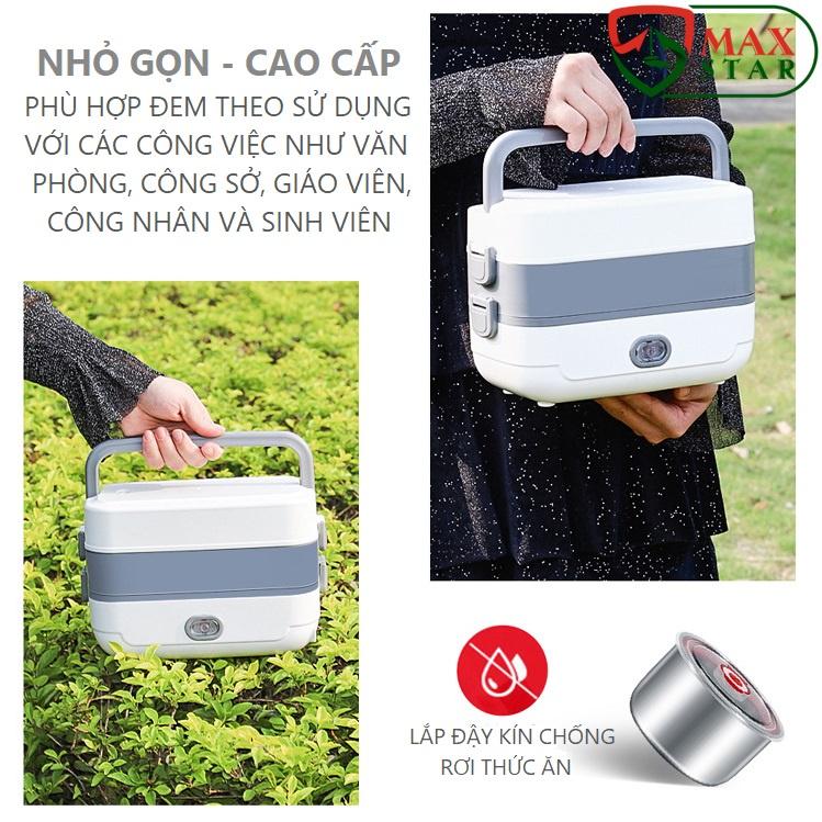 Hộp đựng cơm giữ nhiệt cắm điện inox 2 tầng 4 ngăn Cặp lồng giữ nhiệt cắm điện chính hãng