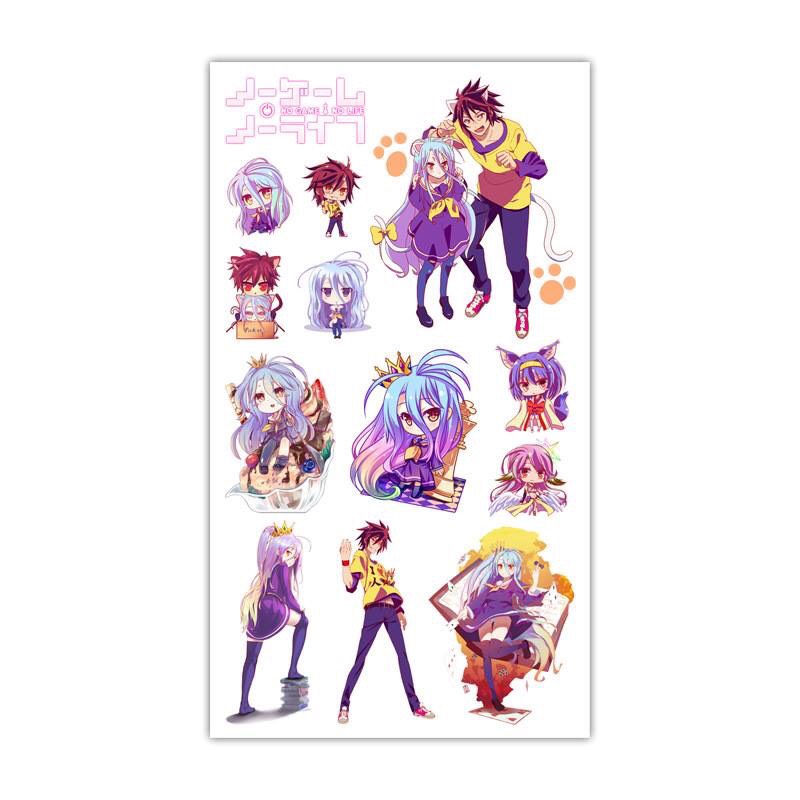 Set 5 Bảng hình xăm No Game, No Life Sticker Tattoo