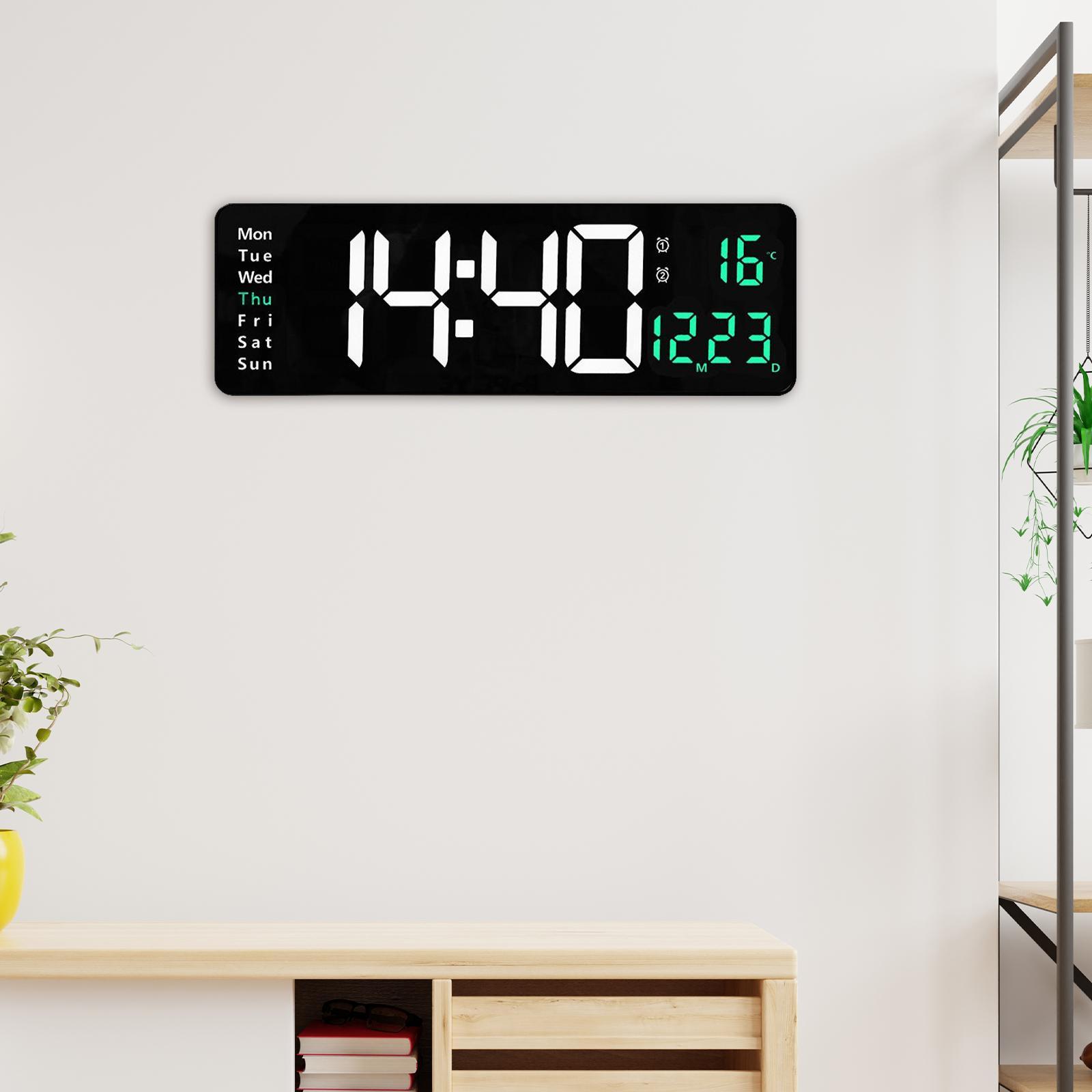 Digital Wall Clock, Date Temperature Week Display for Apartment Home Decor