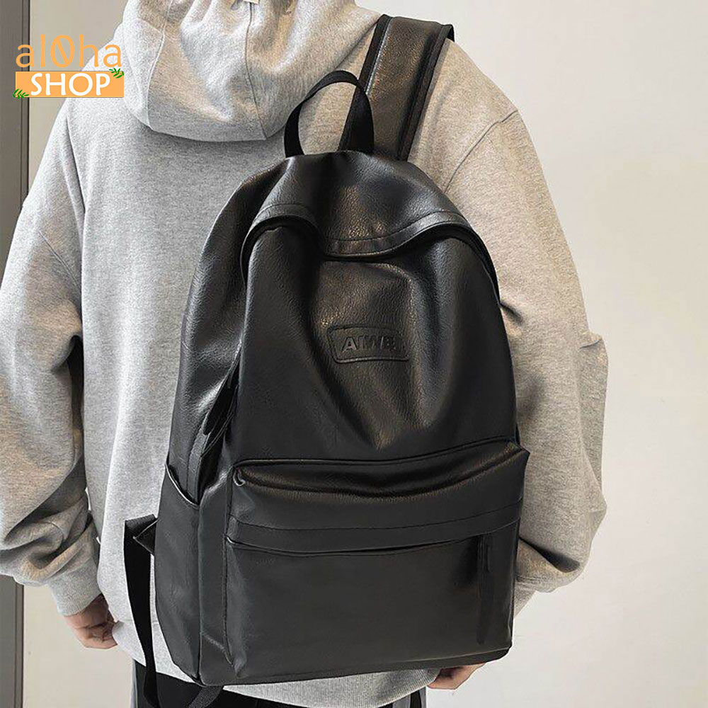 Cặp sách Basic B0207 Da PU - Balo da chống nước đi học, đi làm, du lịch Unisex nam nữ - al0ha Shop