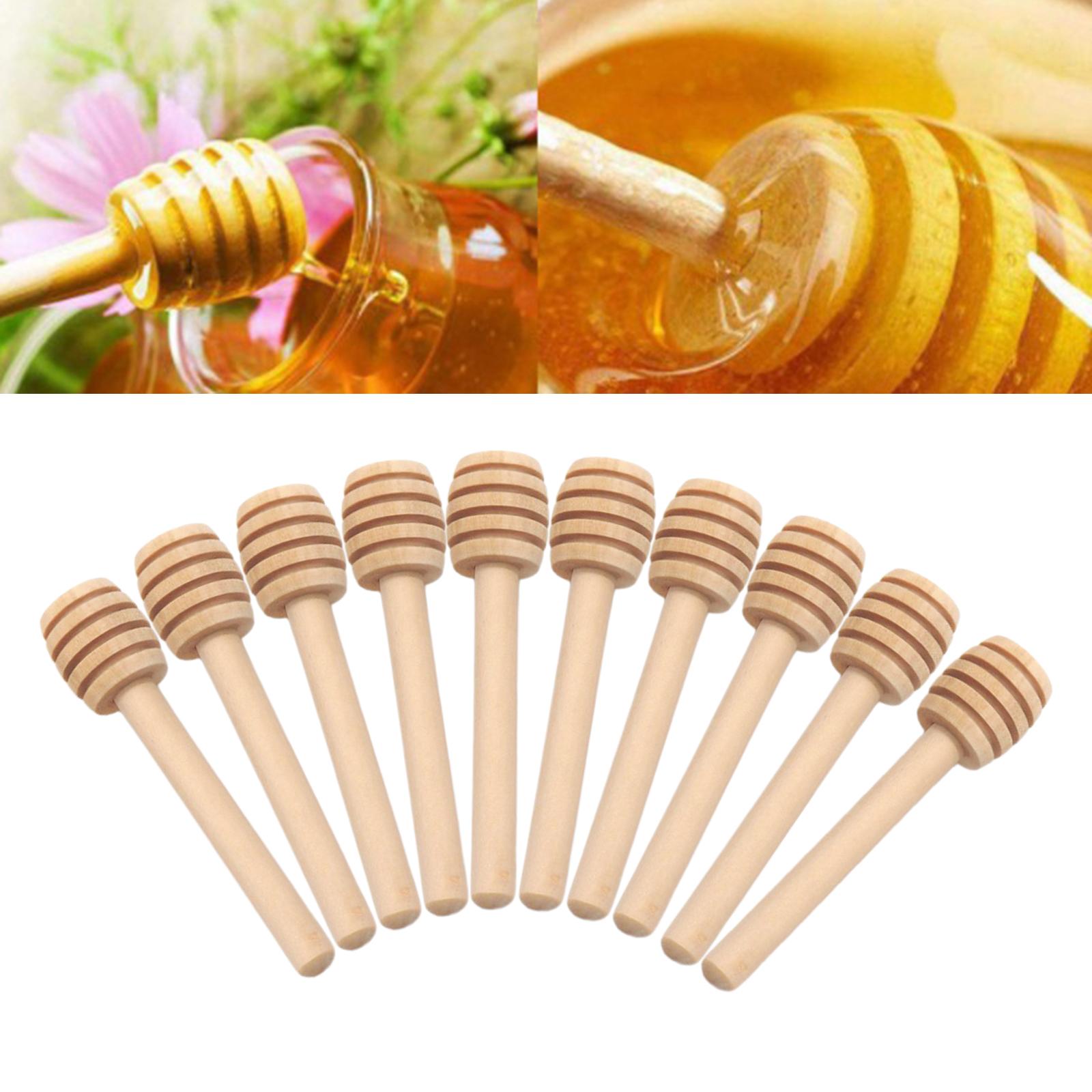 10pcs Honey Dipper Stick, 3 Inch 4 Inch Mini Wood Honey Stirrer Wand for Honey Jar Dispense Drizzle Honey, Wedding Party Favors