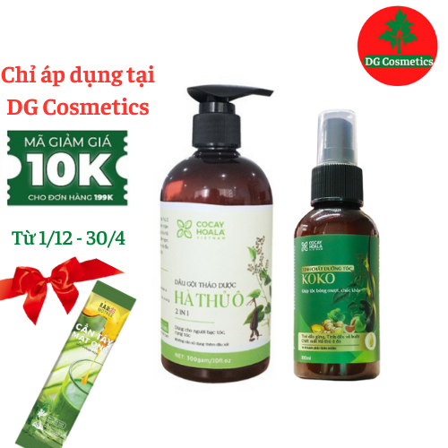 Dầu gội HÀ THỦ Ô Cocayhoala 300g và Tinh chất dưỡng tóc KOKO Cocayhoala  giúp kích thích mọc tóc, ngăn gãy rụng Tặng Kèm Bột Cần Tây Mật Ong Motree